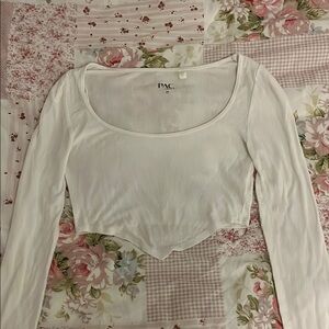 Pacsun White Ribbed Long Sleeve Top